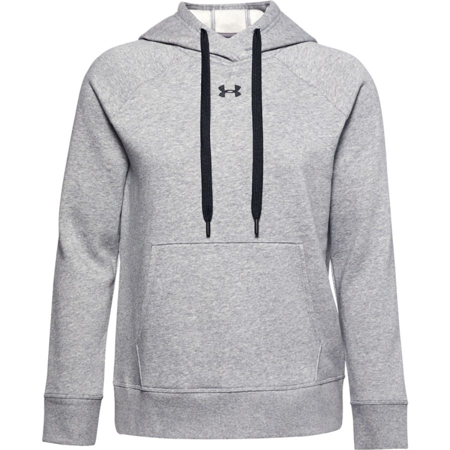 UA Women's Rival Fleece HB Hoodie - Steel Med Heather/Black/Black/L