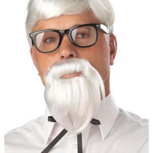 White Colonel Goatee Wig and Moustache