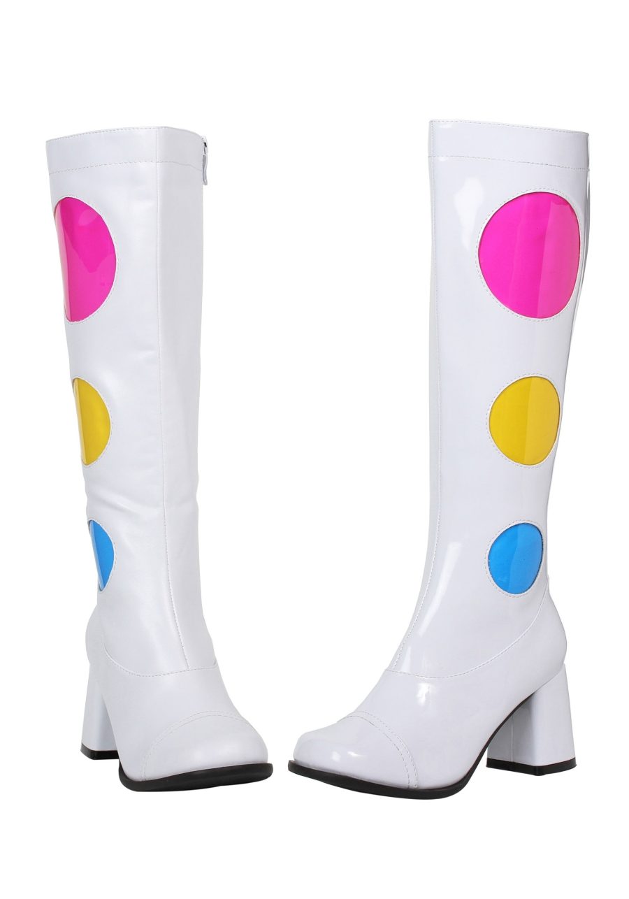 White Polka Dot Gogo Boots for Women