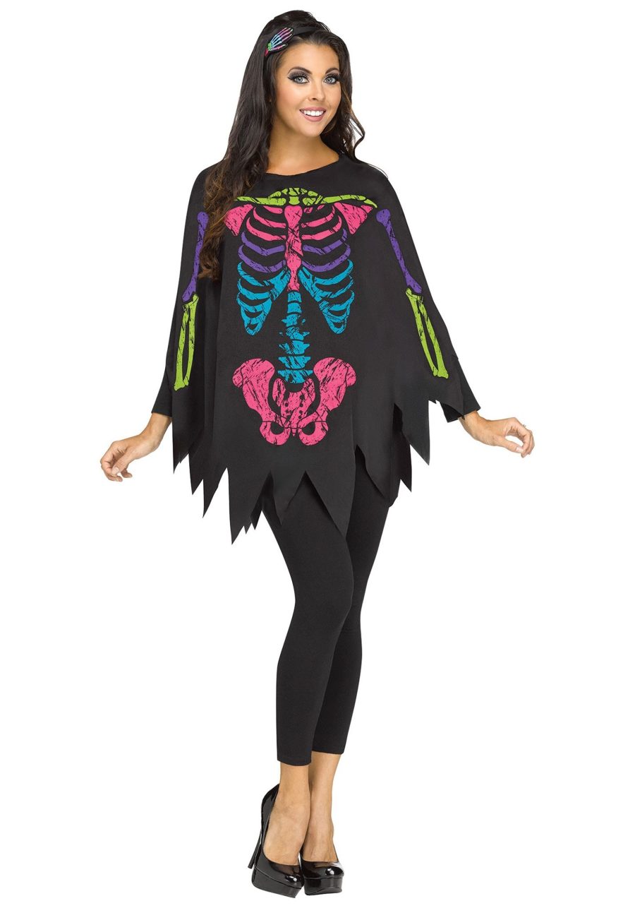 Women's Color Bones Poncho Costume