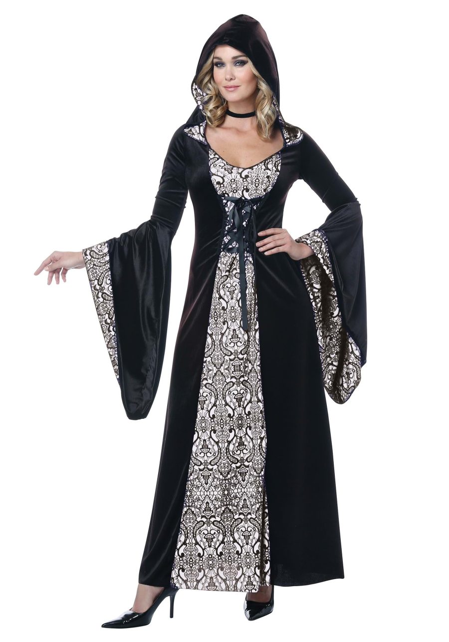 Women's Deluxe Velvet Damask Hooded Robe Costume