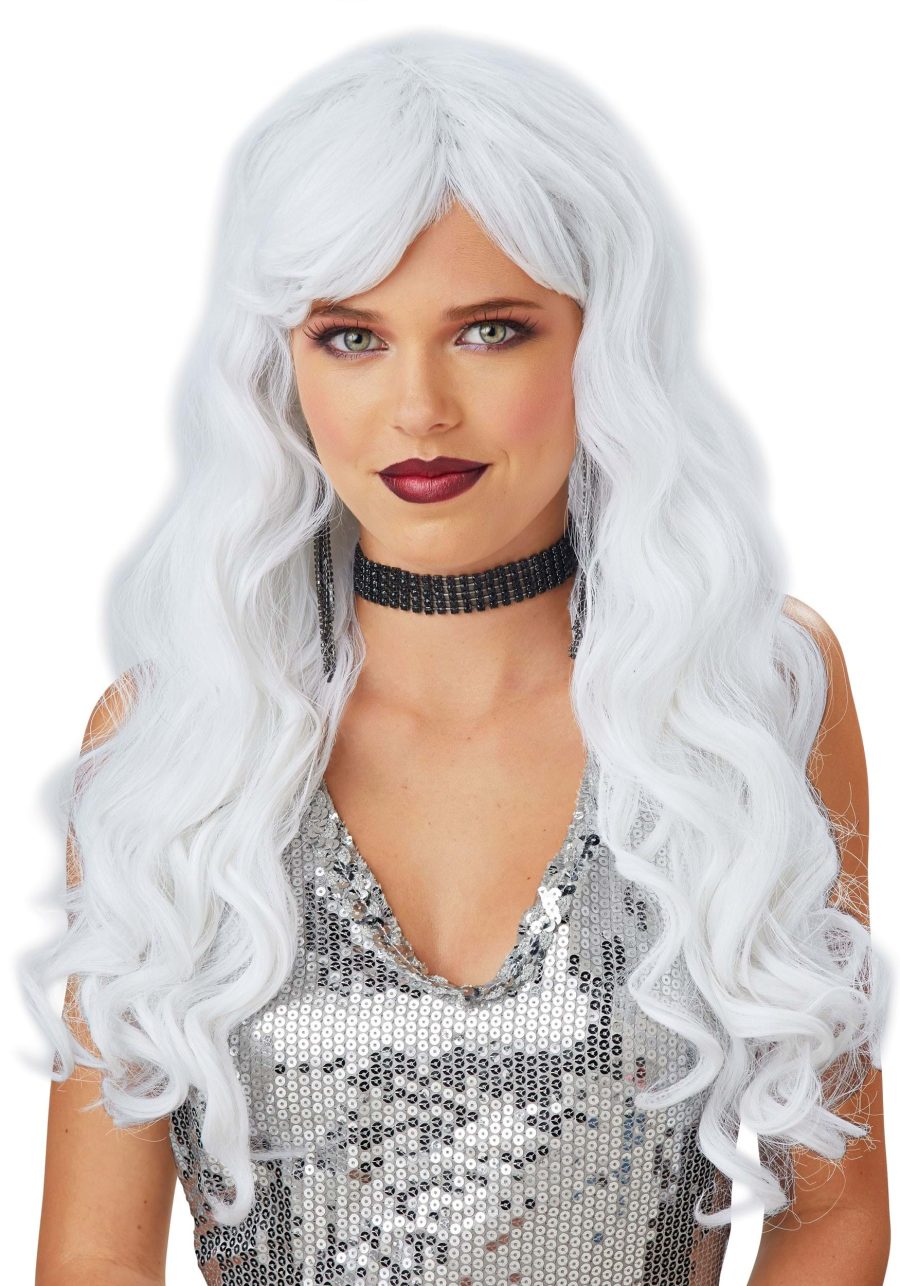 Women's Long White Wavy Wig