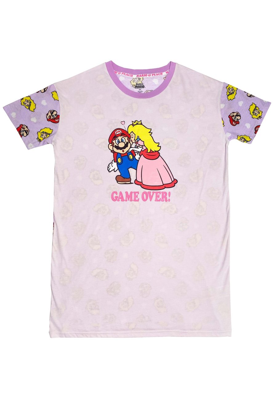 Women's Mario & Peach Game Over Oversized Sleep Shirt