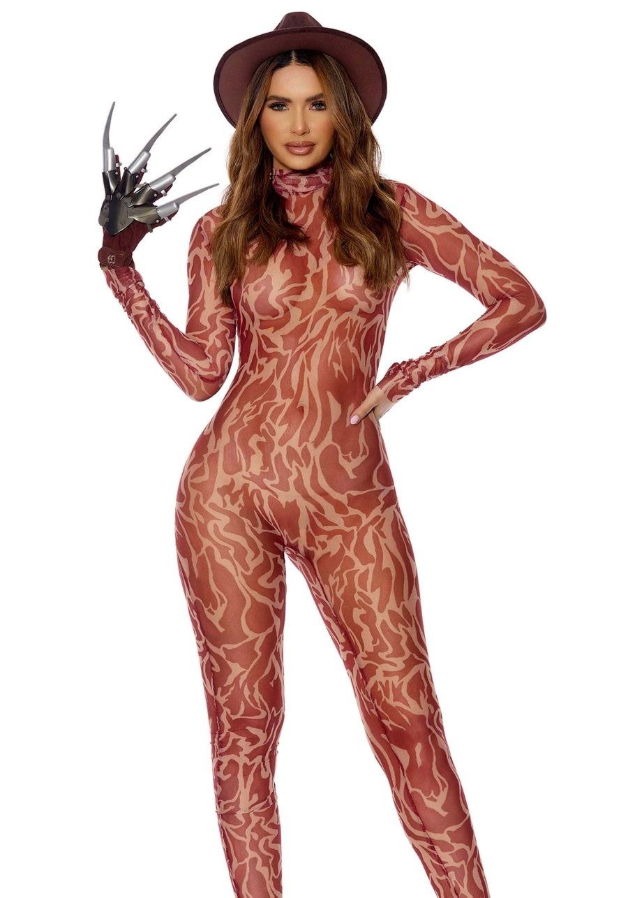 Women's Nightmare Freddy Jumpsuit Costume with Glove