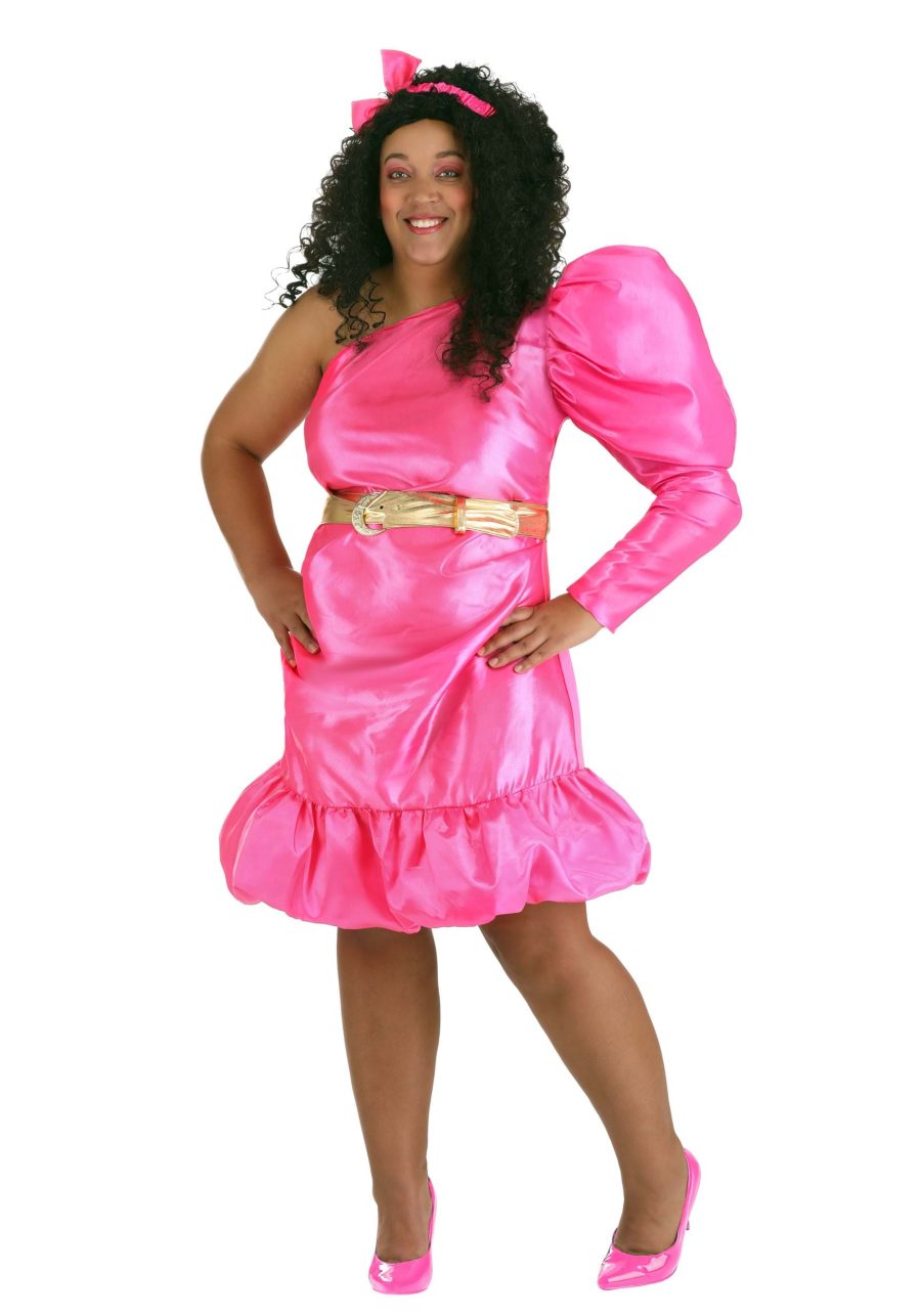 Women's Plus Size 80s Pink Pop Star Costume