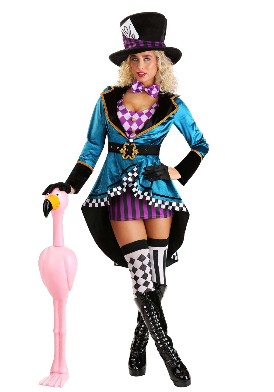 Women's Purple Panache Mad Hatter Costume