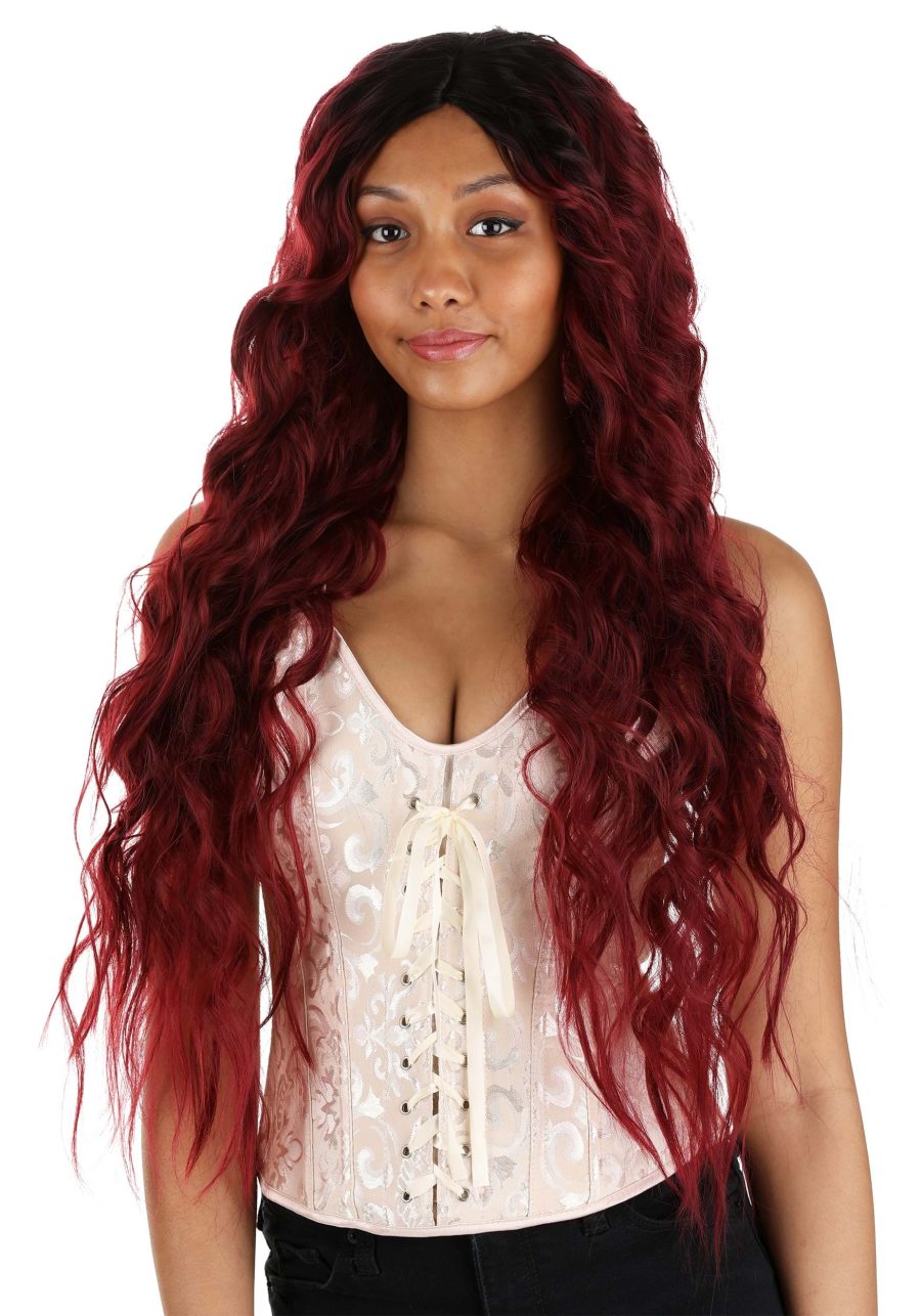 Women's Red and Black Long Wavy Costume Wig