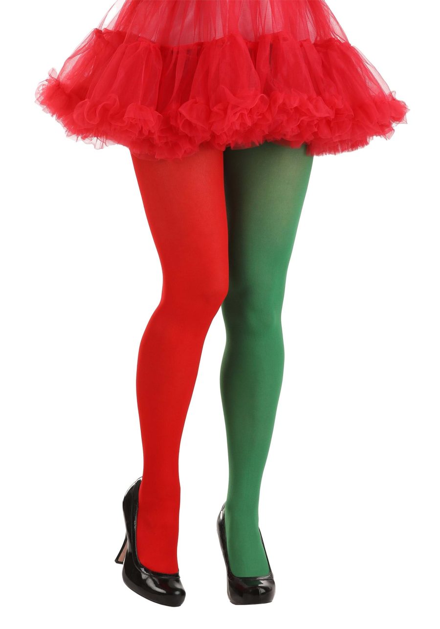 Women's Red and Green Tights