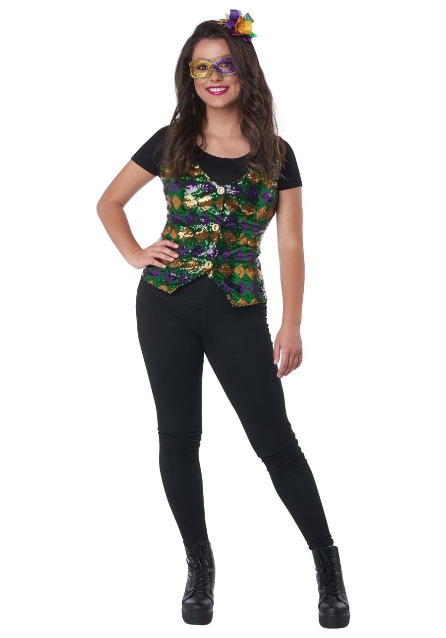 Women's Sequin Carnival Vest Set