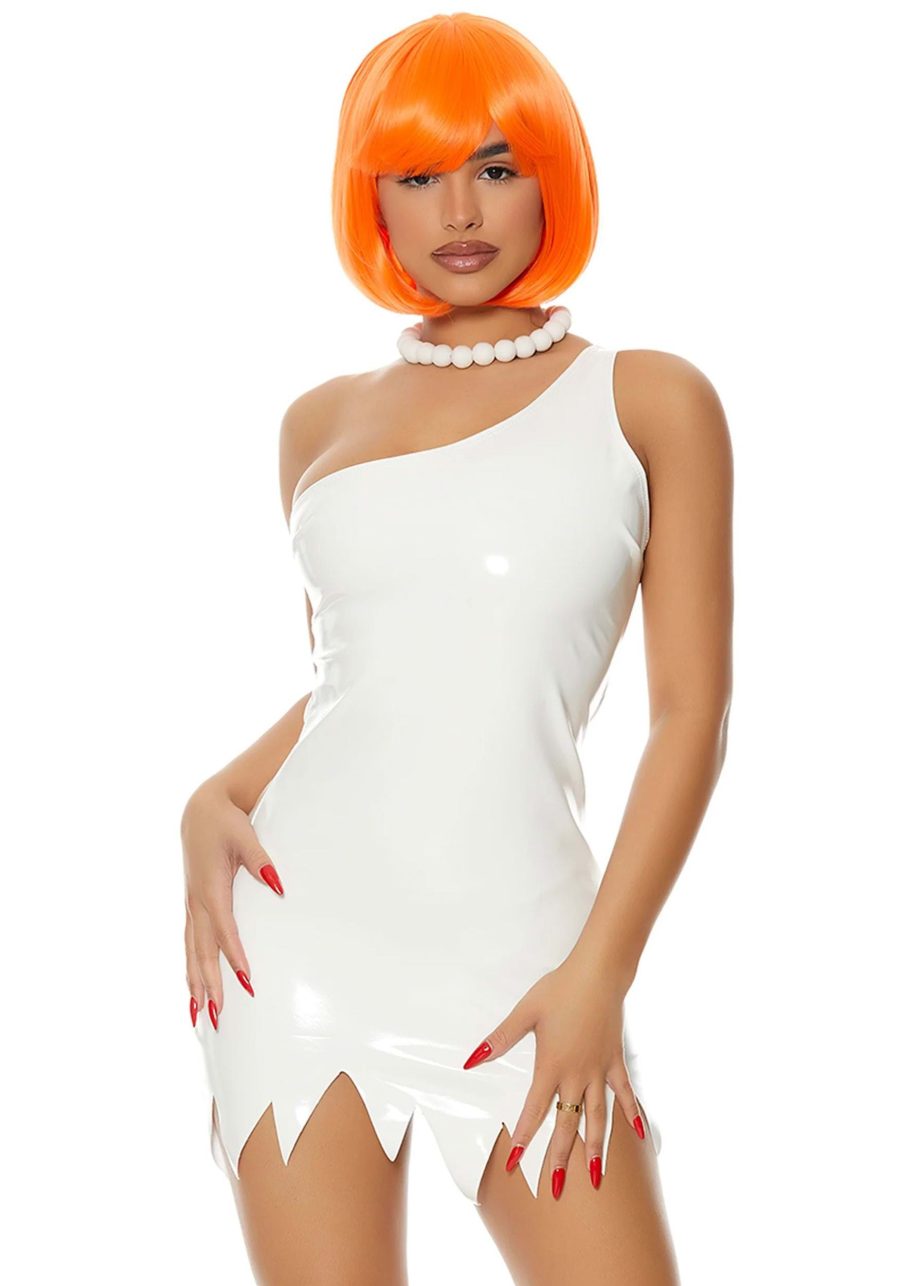 Women's Sexy Bedrock Baddie Costume Dress and Necklace