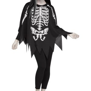 Women's White Bones Poncho Costume