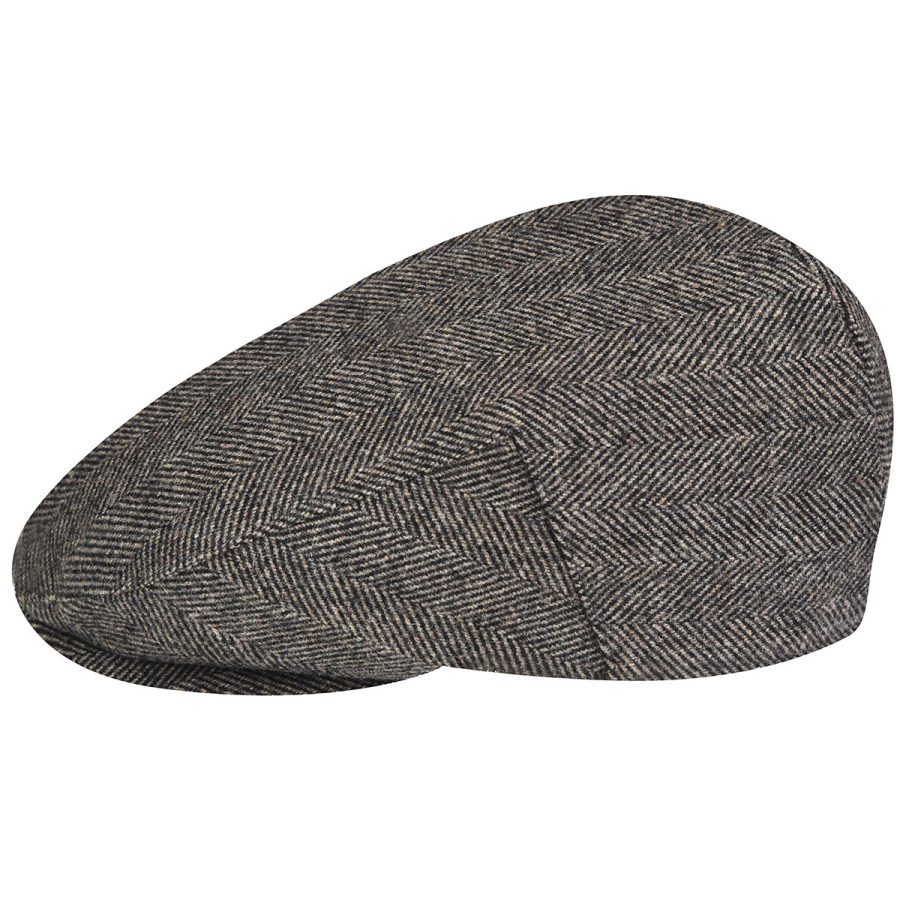 Wool Blend British Ivy Cap - Rich Brown Herringbone/S