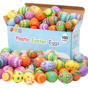 100 Piece 2.4 Inch Printed Plastic Egg Shells