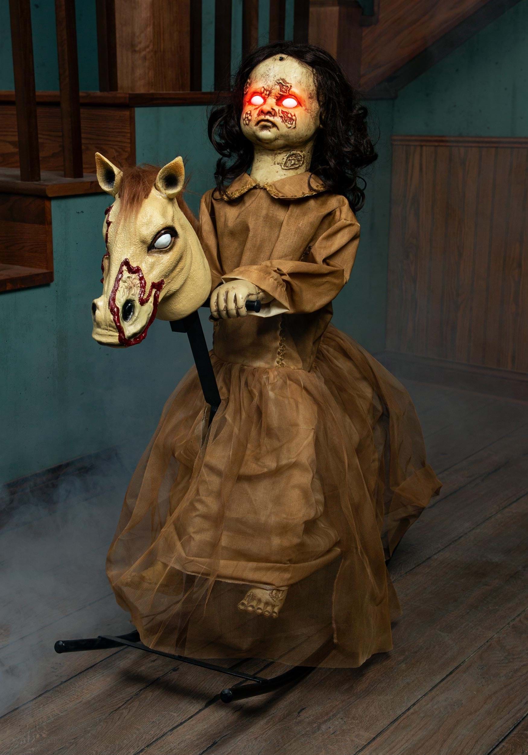 3.5FT Animated Rocking Horse with Doll Prop