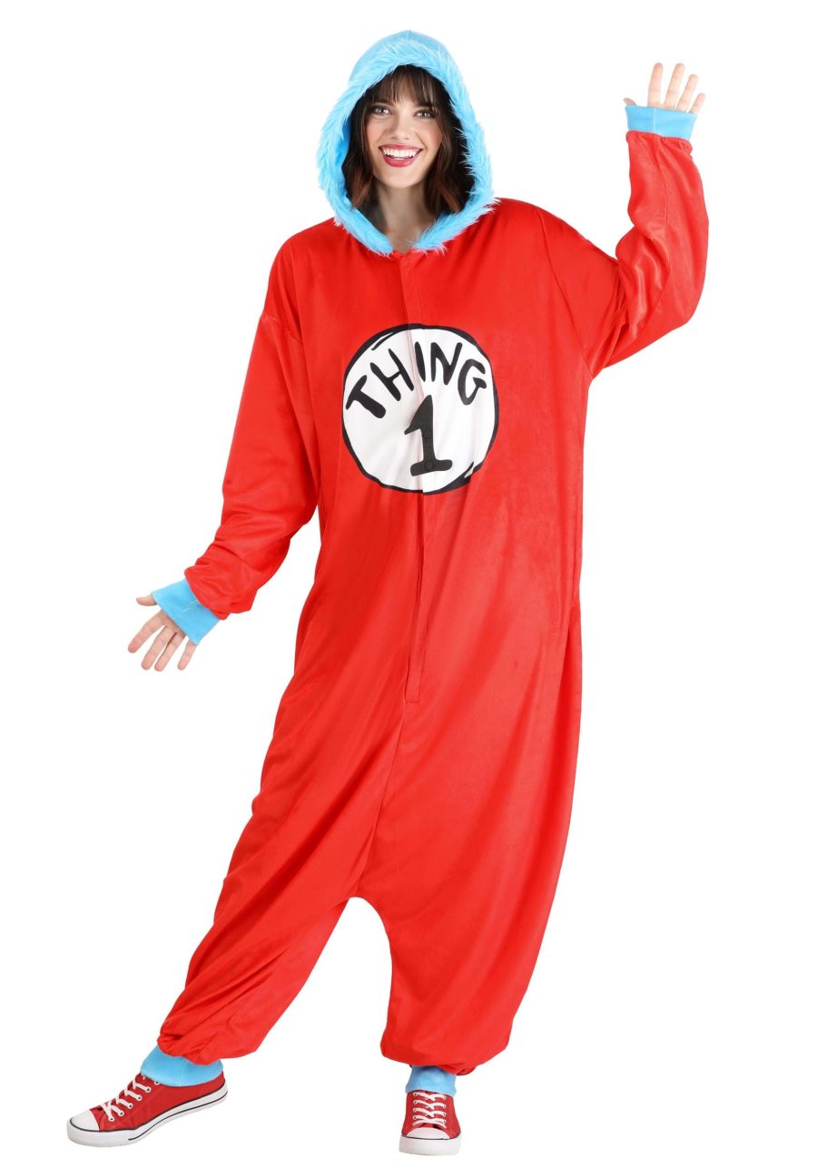 Adult Dr. Seuss Thing 1 & 2 Costume Onesie