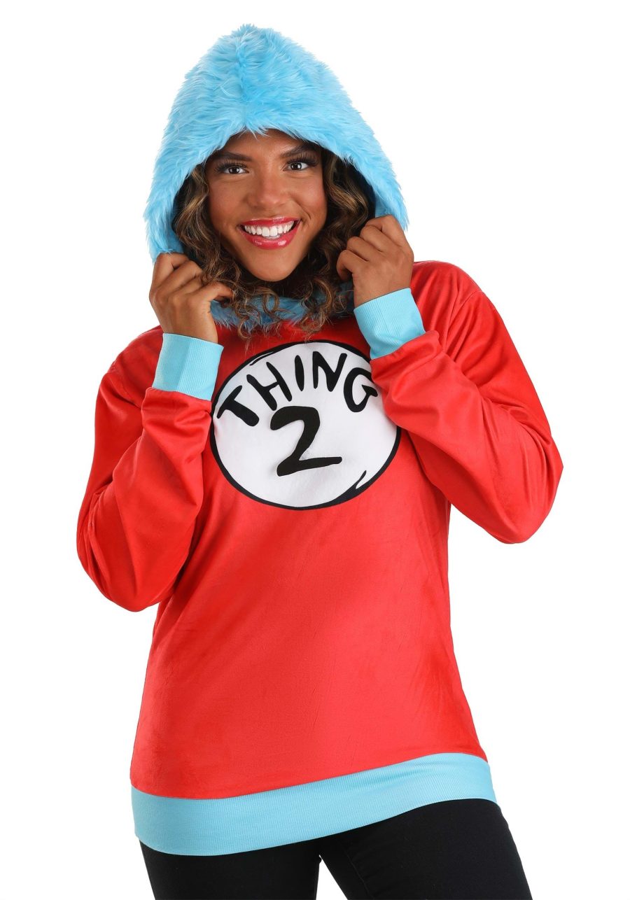 Adult Dr. Seuss Thing 1 & 2 Hoodie Costume Top