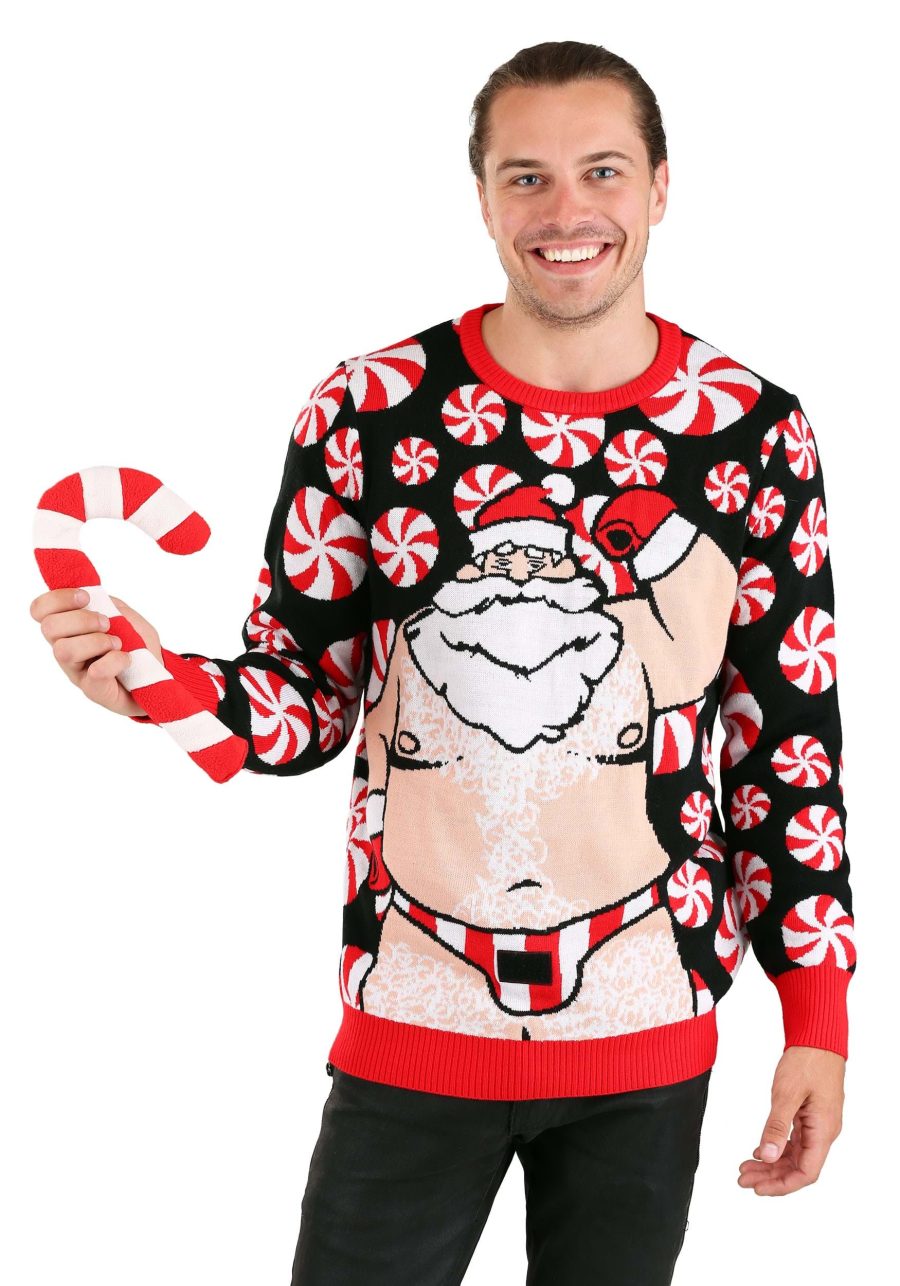 Adult Santa Candy Cane Ugly Christmas Sweater