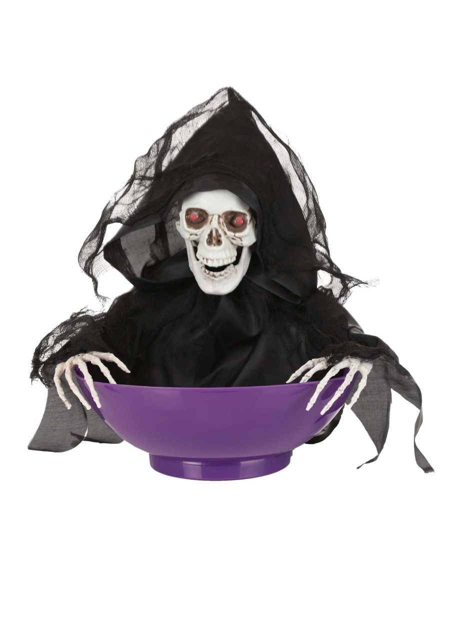 Animated Candy Bowl with Shaking Reaper Decoration