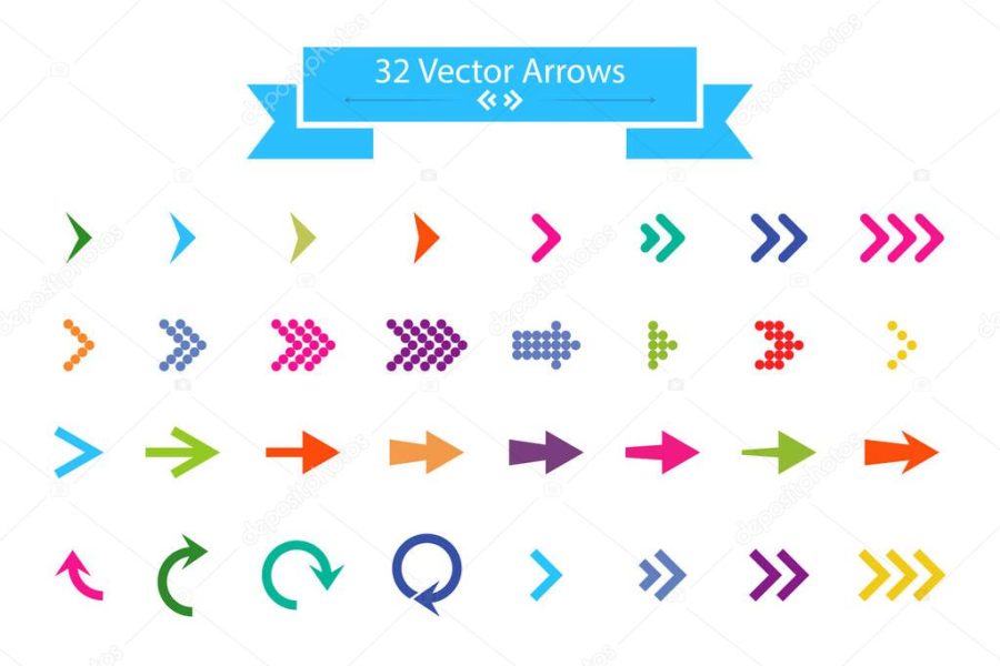 Arrows set. Arrow icon. Arrow colorful colored. vector icon. Arr