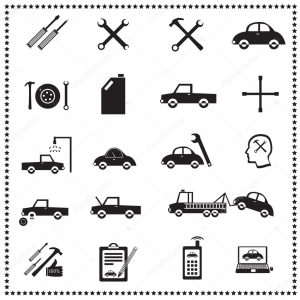 Auto Repairs Icons set, Vector illustration