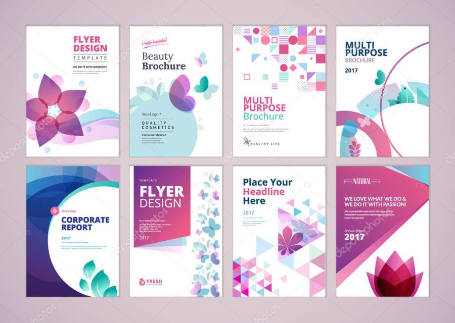 Beauty and wellness brochure cover design and flyer layout templates collection