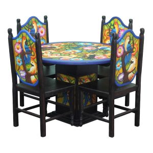 Birds & Flowers Dining Set #1 - Wooden Seats