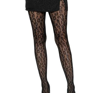 Black Leopard Net Tights