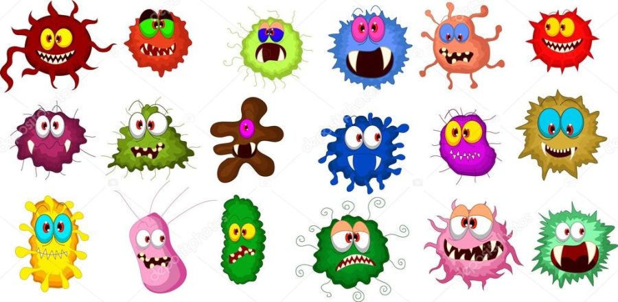 Cartoon bacteria collection set for you design