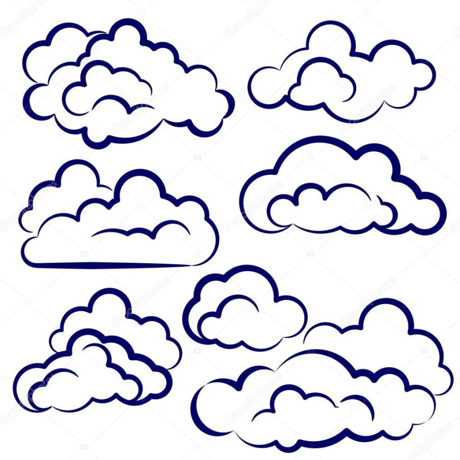 Clouds collection sketch cartoon vector illustration