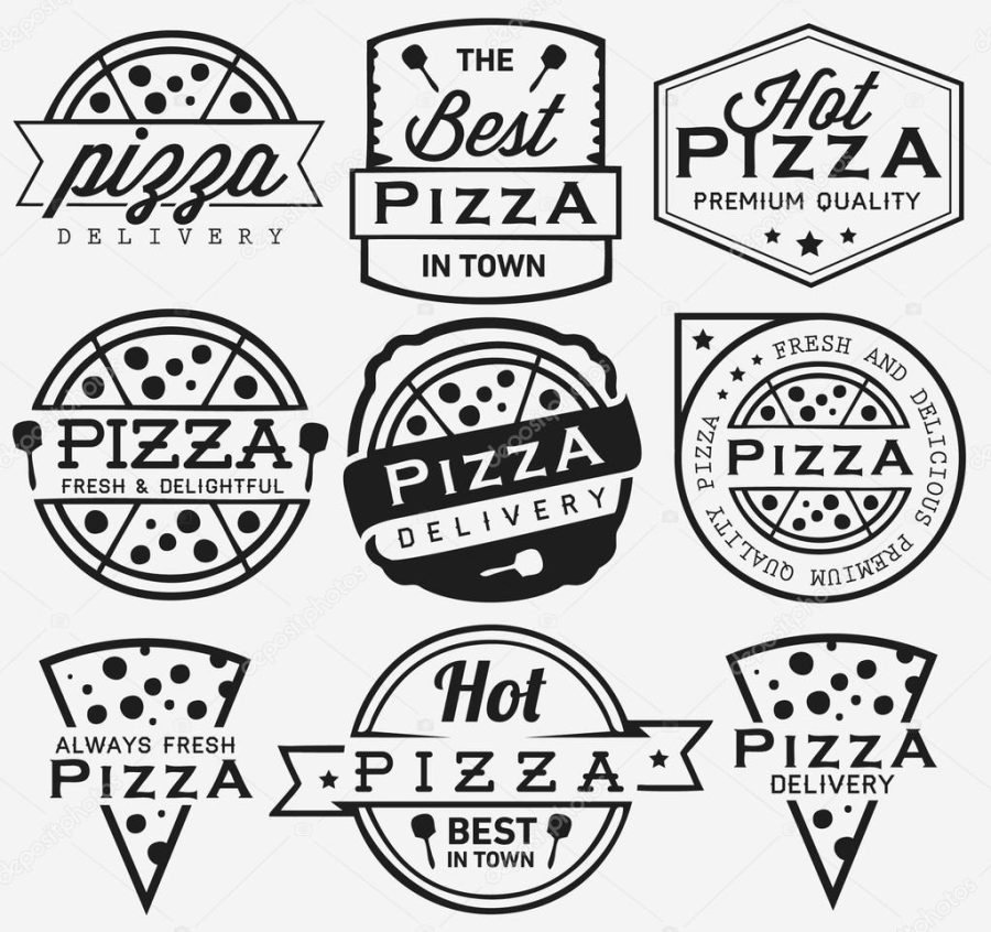 Collection of Pizza Labels and Badges in Vintage Style