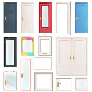 Collection of doors. Vector illustration.
