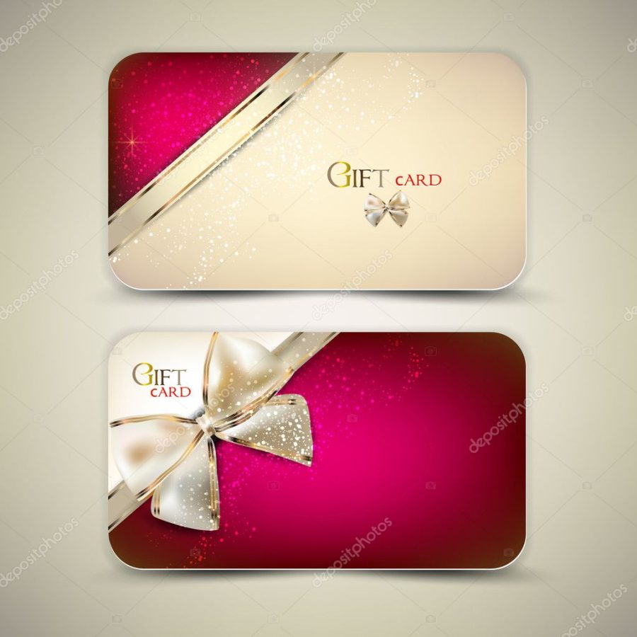 Collection of gift cards with ribbons. Vector background