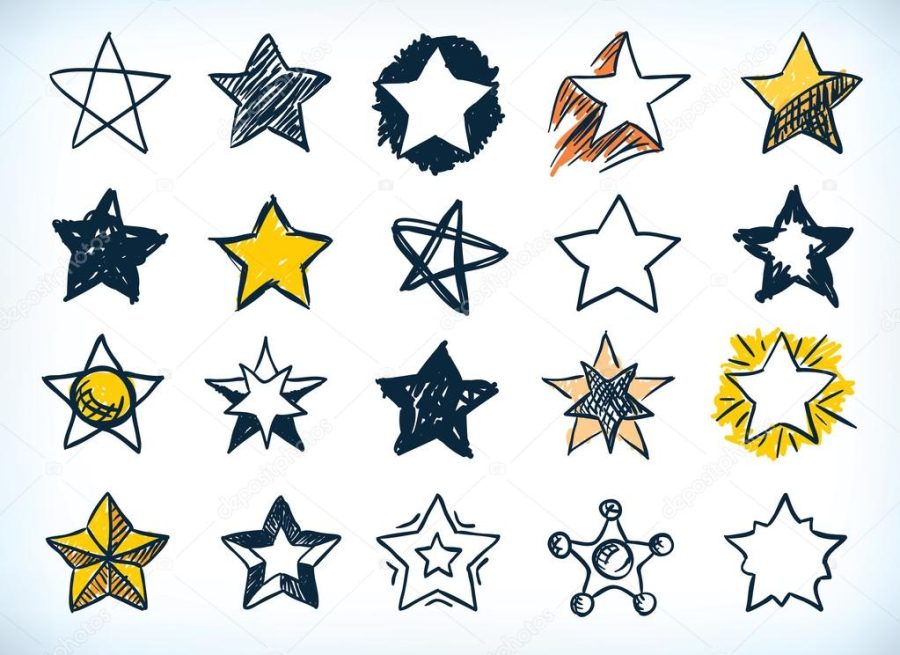 Collection of handdrawn stars