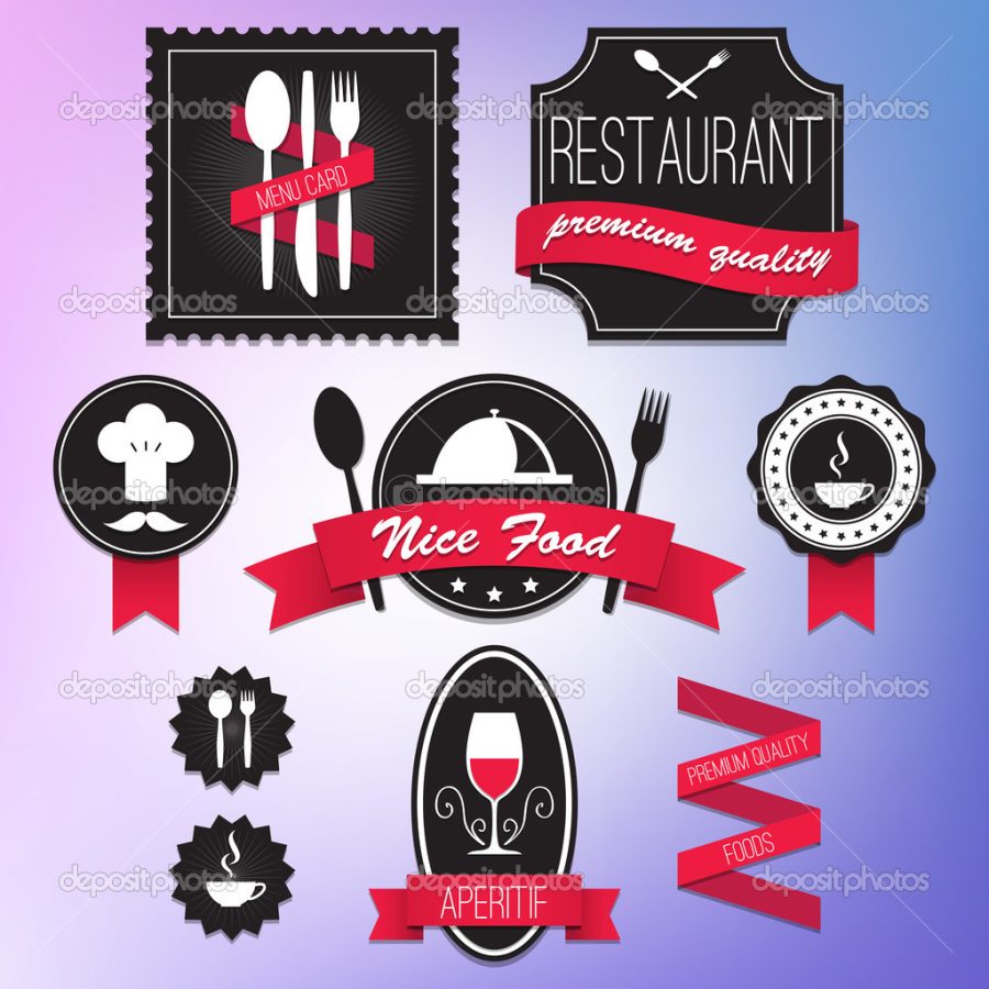 Collection of vintage retro restaurant labels vector illustration