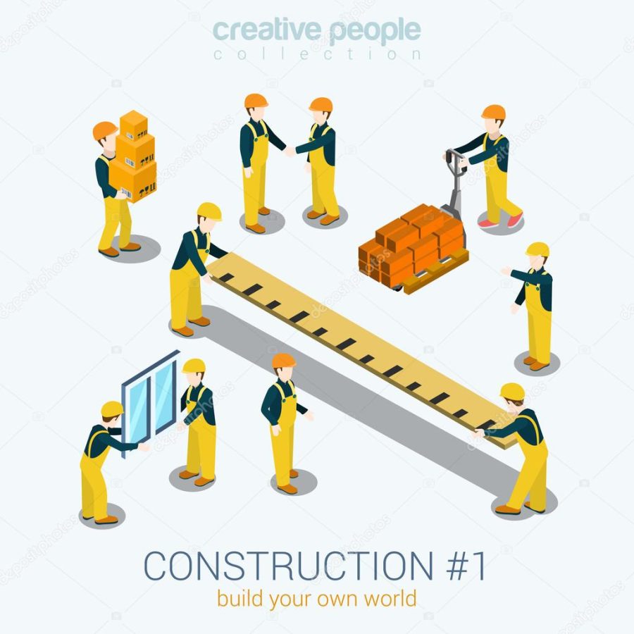 Construction builders people set