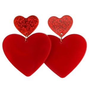 Double Heart Drop Lucite Earring