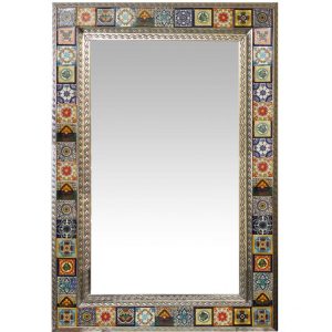 Extra Large Talavera Tile Mirror Frame - Natural Finish
