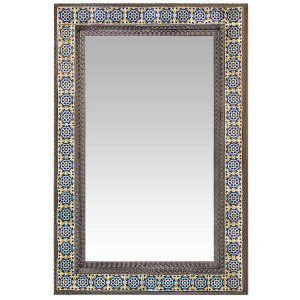 Extra Large Talavera Tile Mirror Frame - Oxidized Finish