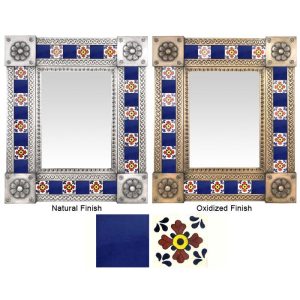 Extra Large Talavera Tile Mirror Frame - Oxidized Finish