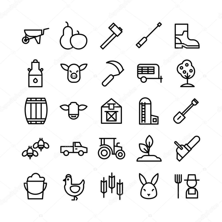 Farm icon set vector line for website, mobile app, presentation, social media. Suitable for user interface and user experience.