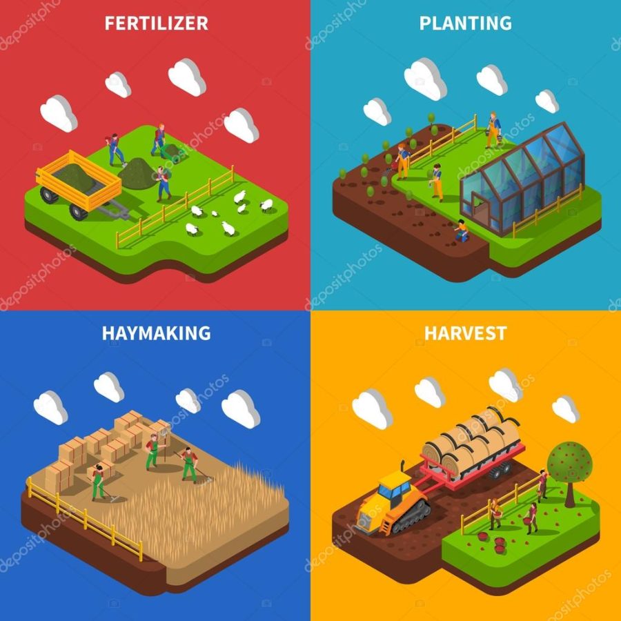 Farmer Isometric Concept Icons Set