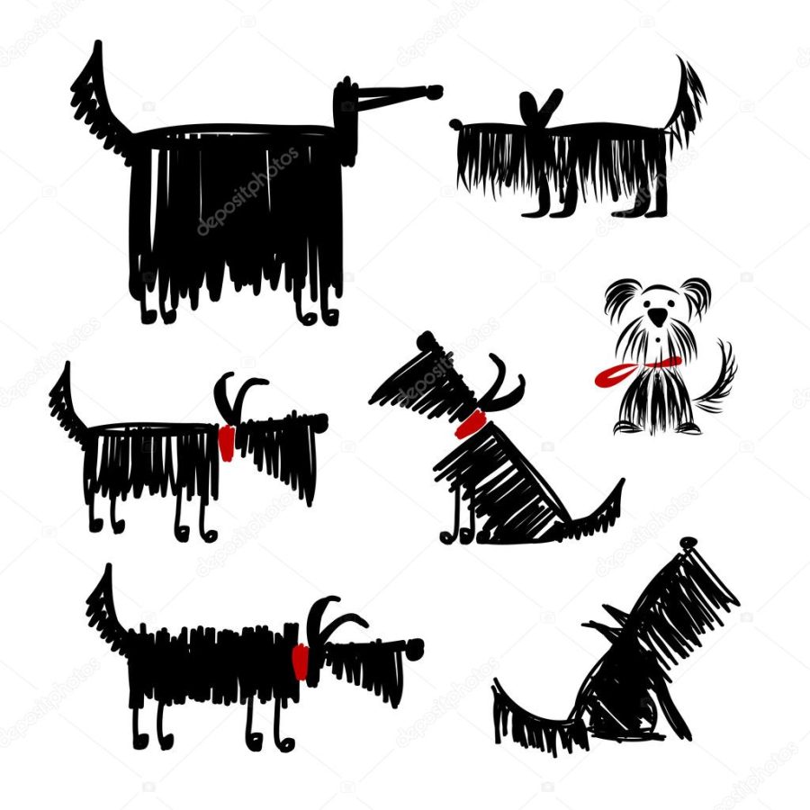 Funny black dogs collection for your design