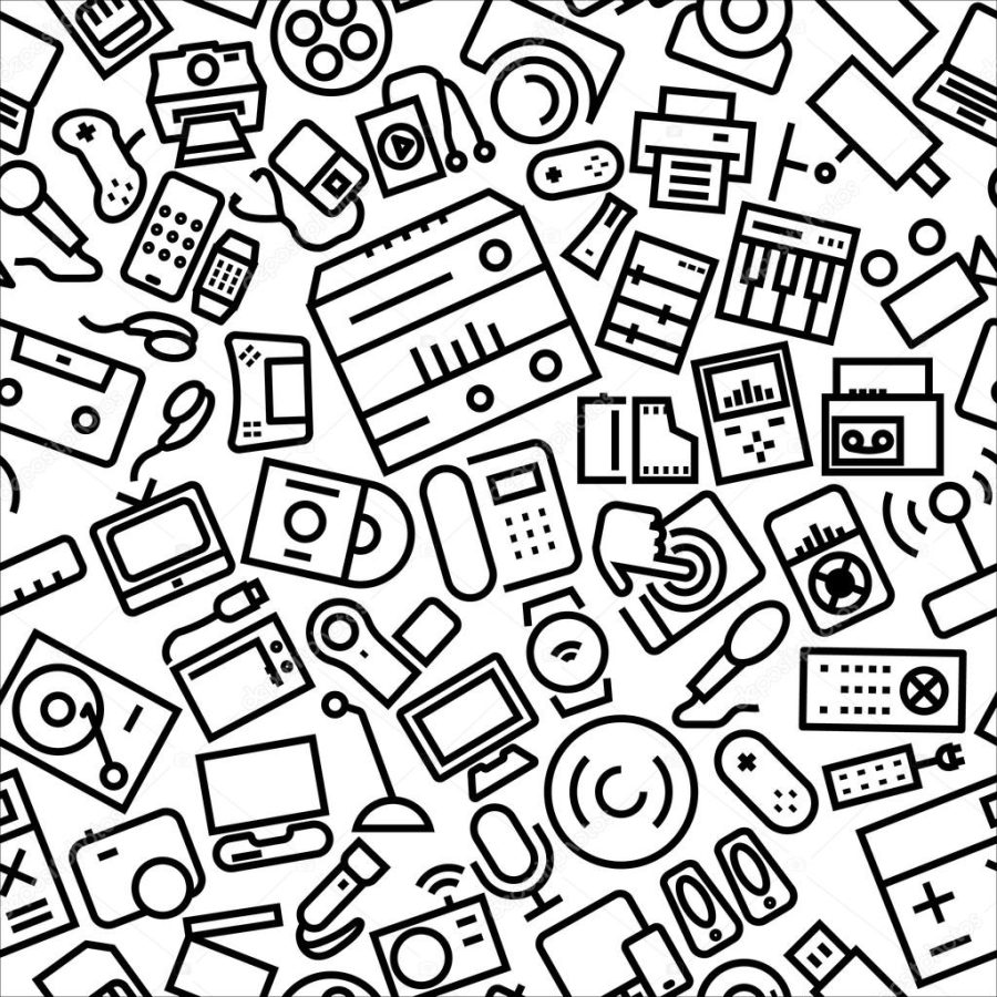 Gadgets Outline Icon Pattern Background