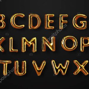 Gold 3d foil party balloon alphabet letter abc set