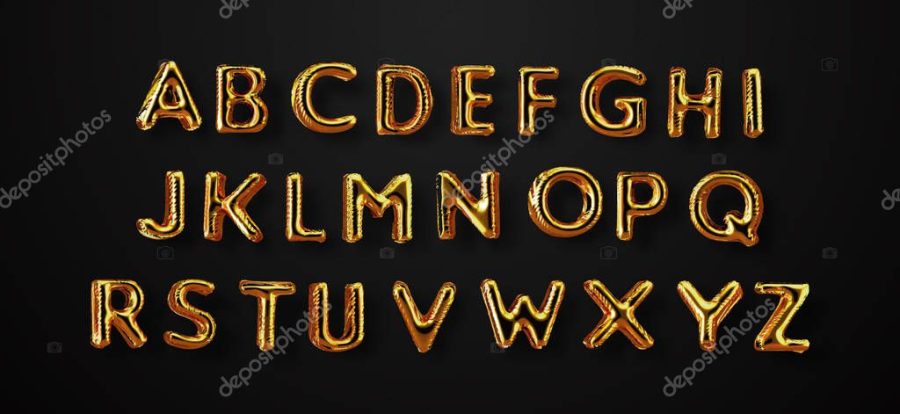 Gold 3d foil party balloon alphabet letter abc set