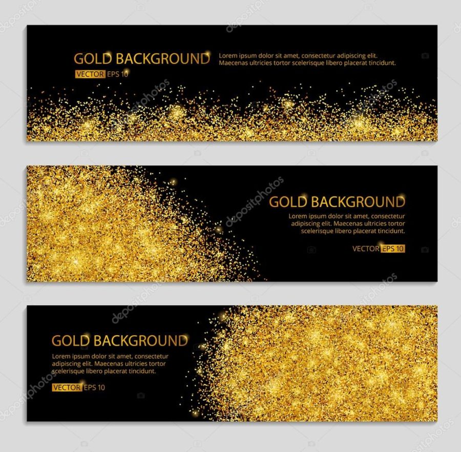 Gold banner with glitter black background