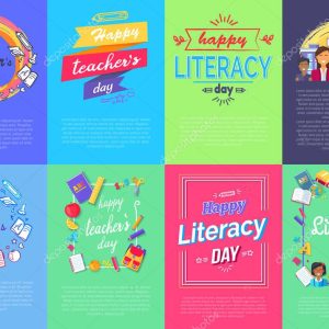 Happy Teacher s Literacy Day Set of Posters
