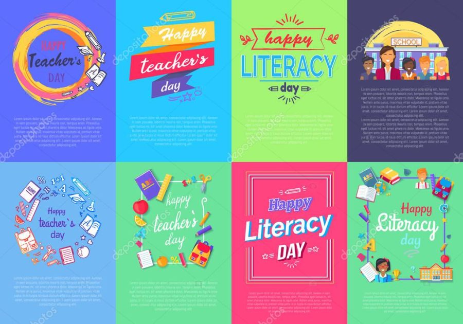 Happy Teacher s Literacy Day Set of Posters