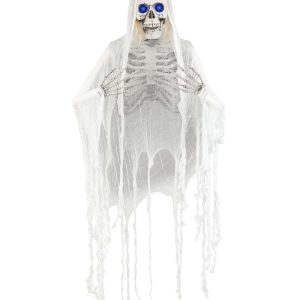 Haunted Hanging Skeleton with Light Up Blue Eyes Prop