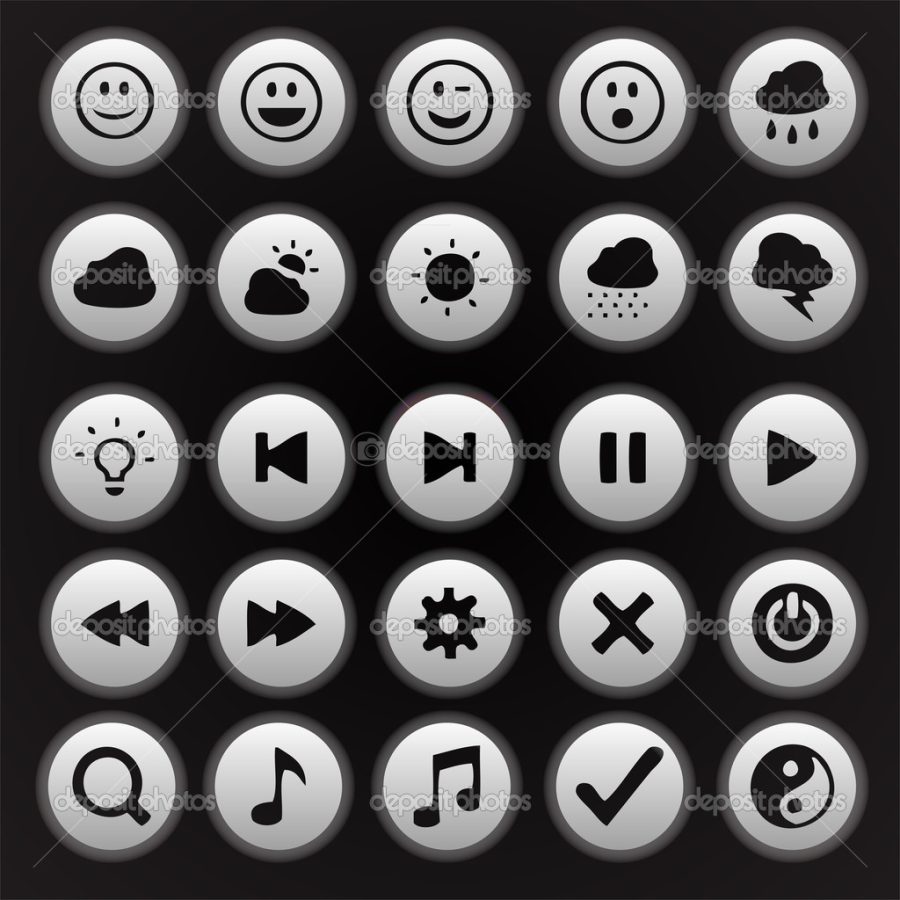 Media player buttons collection vector design elements